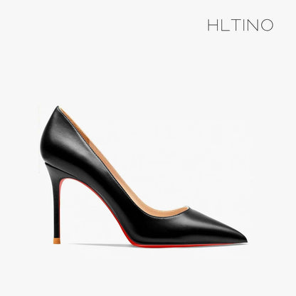 Women heels shoes woman 2024 trend luxury Brand Women's Pumps Leather High Heels Red Bottom Pointed Toe Ladies Party Shoes 12cm