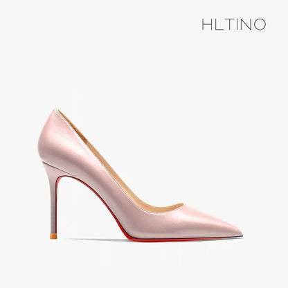 Women heels shoes woman 2024 trend luxury Brand Women's Pumps Leather High Heels Red Bottom Pointed Toe Ladies Party Shoes 12cm