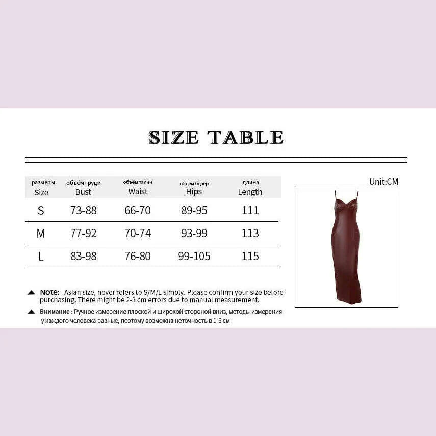 Women Sexy Blackless Slim Sling Leather Dress Fashion Sleeveless Zipper Split Fold Long Dresses 2024 Lady New Evening Party Robe