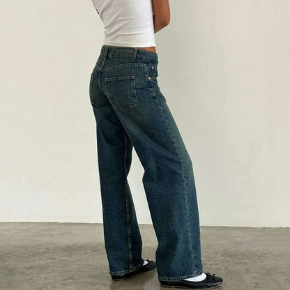 Women Y2K Wide Leg Denim Pants Baggy Low Waist Boyfriend Jeans Casual Vintage Loose Fit Jeans Trousers Cyber Grunge Streetwear