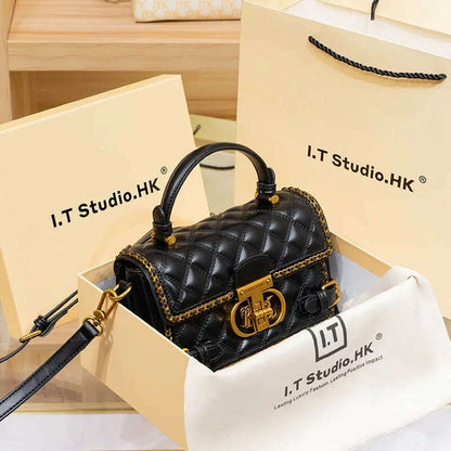 Women's handbag genuine diamond grid handbag women's 2024 new high-end designer crossbody shoulder small square bag
