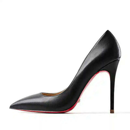 Women's heels 2025 trend Leather Luxury Pumps Red Bottom Pointed Toe High Heels Elegant Stiletto Party Ladies Shoes Woman 12cm