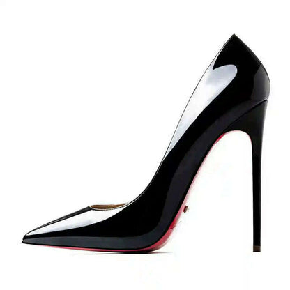 Women's heels 2025 trend Leather Luxury Pumps Red Bottom Pointed Toe High Heels Elegant Stiletto Party Ladies Shoes Woman 12cm