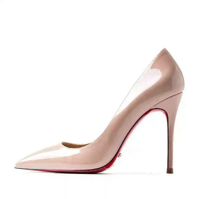Women's heels 2025 trend Leather Luxury Pumps Red Bottom Pointed Toe High Heels Elegant Stiletto Party Ladies Shoes Woman 12cm