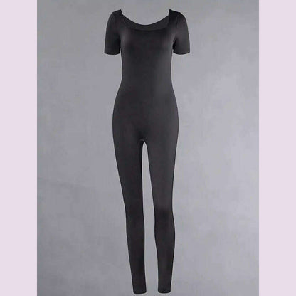 Women's Rompers Short Sleeve Solid Skinny Bodycon Jumpsuits Fashion Sports Fiess Casual Activity Streetwear Overalls