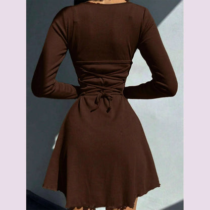Women's Sexy Club Long Sleeve Mini Bodycon Dress Suitable For Nightclub, Family Party, Vacation, Leisure