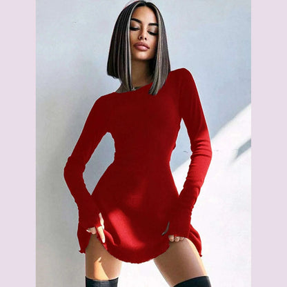Women's Sexy Club Long Sleeve Mini Bodycon Dress Suitable For Nightclub, Family Party, Vacation, Leisure