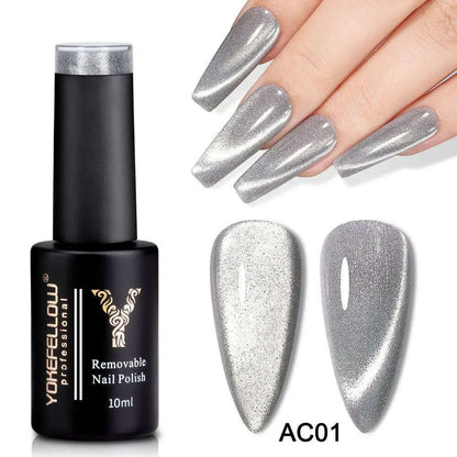 YOKEFELLOW 10ml 9D Cat Magnetic Gel Polish Semi Permanent Soak Off  Rainbow Glitter Nail Gel Polish UV Gel Varnish For Manicure