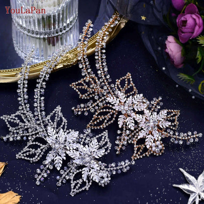 YouLaPan Alloy Flower Bridal Hair Accessories Wedding Hair Clips Rhinestone Side Hairpin Women Crystal Wedding Headdress HP254