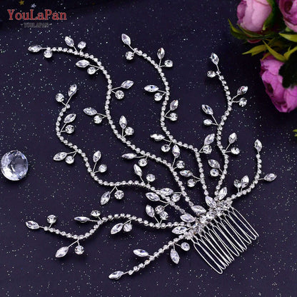 YouLaPan Alloy Flower Bridal Hair Accessories Wedding Hair Clips Rhinestone Side Hairpin Women Crystal Wedding Headdress HP254