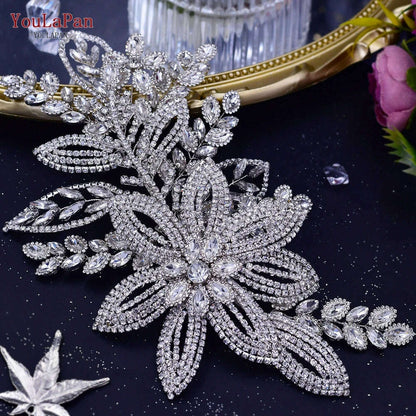 YouLaPan Alloy Flower Bridal Hair Accessories Wedding Hair Clips Rhinestone Side Hairpin Women Crystal Wedding Headdress HP254