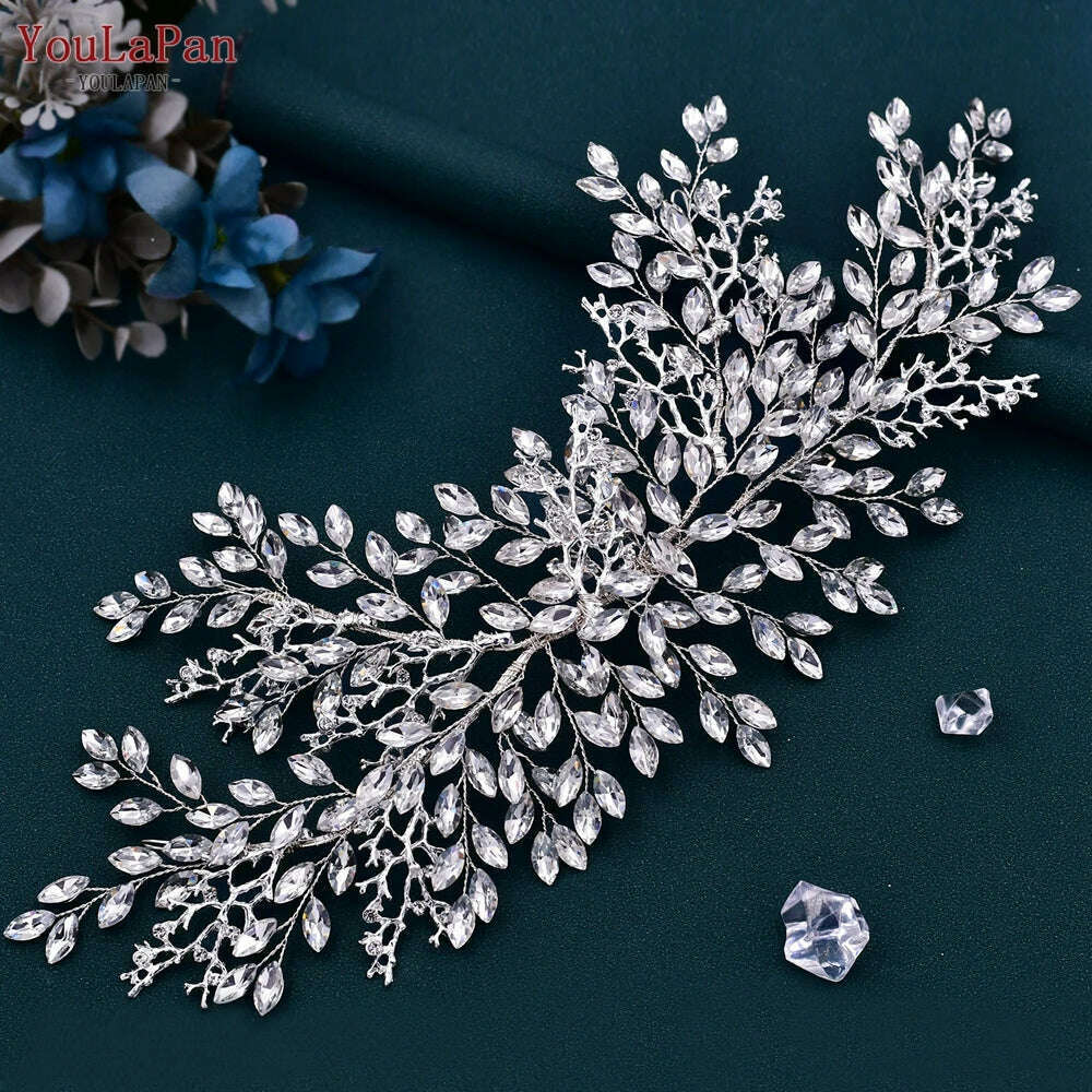 YouLaPan Alloy Flower Bridal Hair Accessories Wedding Hair Clips Rhinestone Side Hairpin Women Crystal Wedding Headdress HP254