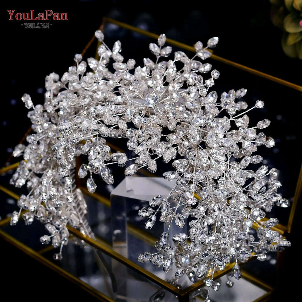 YouLaPan Bride Exquisite Headband Tiara Full Rhinestone Bridesmaid Hair Band Women Fashion Headwear Wedding Accessories HP385