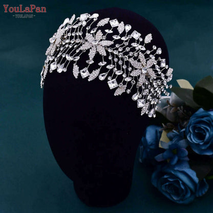 YouLaPan Flower Headband for Bridal Wedding Headpiece Jewelry Hair Accessories Woman Tiara Bride Headdress for Party HP395