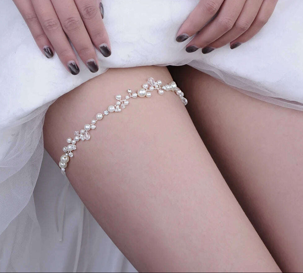 YouLaPan HT03-S Wedding Garters Pearl and Crystal Leg Ring Sexy Garters for Women/Bride Thigh Ring Bridal Leg Garter Thign Ring