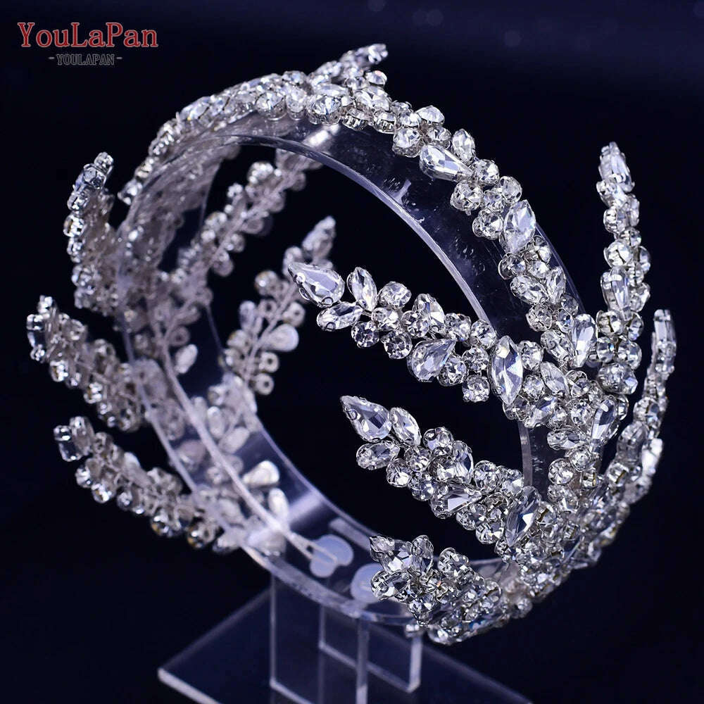 YouLaPan Luxury Rhinestone Bride Headband Woman Headpiece Wedding Hair Accessories Pageant Headdresse Wedding Tiara HP425