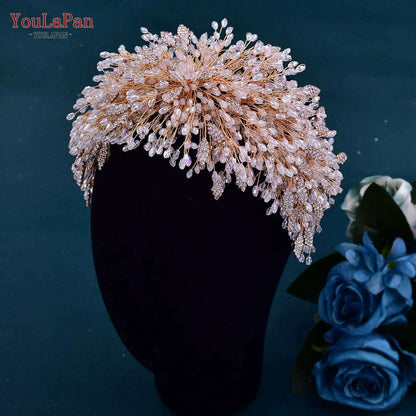 YouLaPan Trendy Bridal Hair Hoop Colorful Rhinestone Wedding Crown Handmade Bride Tiara Hair Accessories Woman Headband HP193P-C