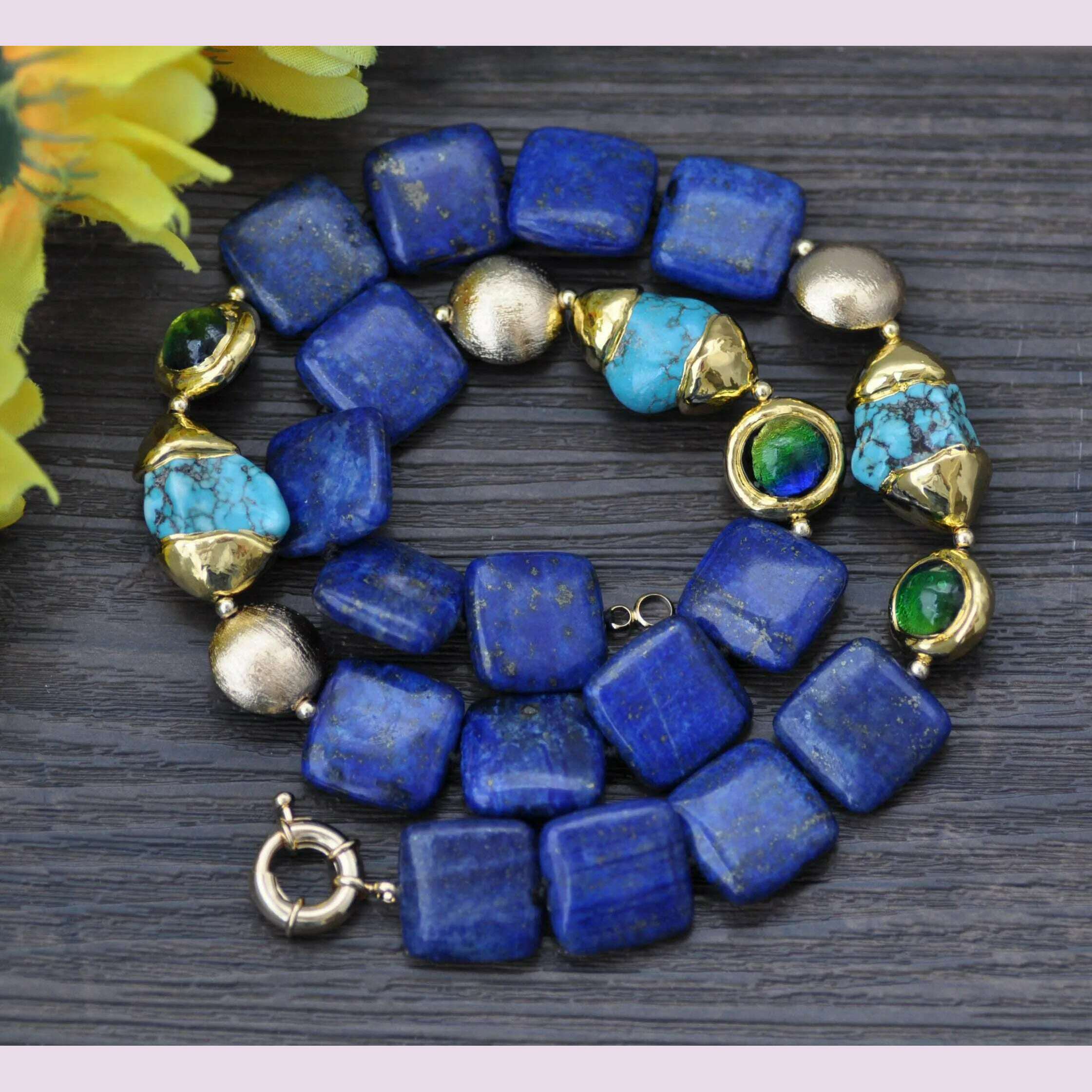 Z13269 Baroque Turquoise Lapis Lazuli Necklace Earring