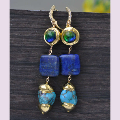 Z13269 Baroque Turquoise Lapis Lazuli Necklace Earring