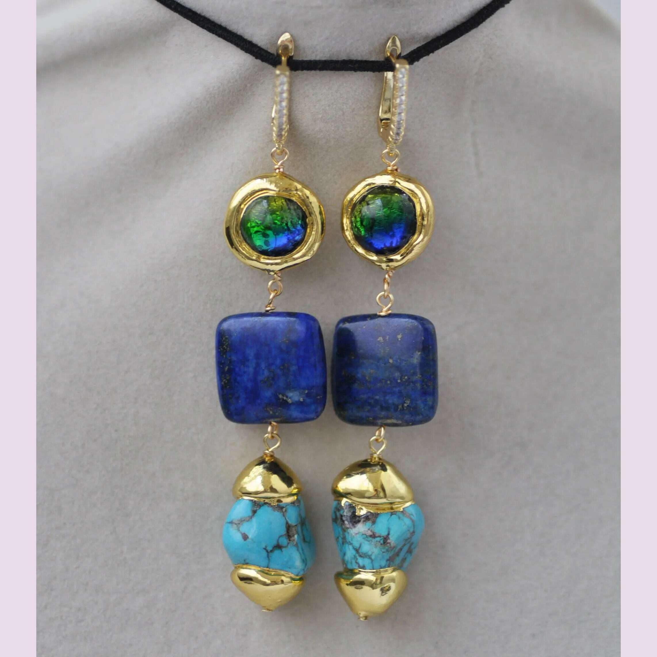 Z13269 Baroque Turquoise Lapis Lazuli Necklace Earring