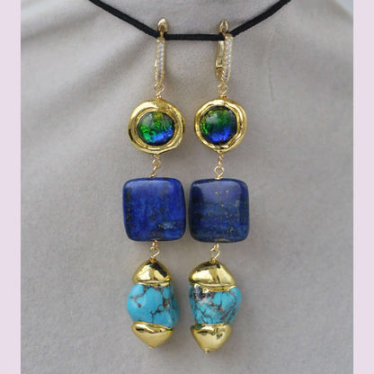 Z13269 Baroque Turquoise Lapis Lazuli Necklace Earring