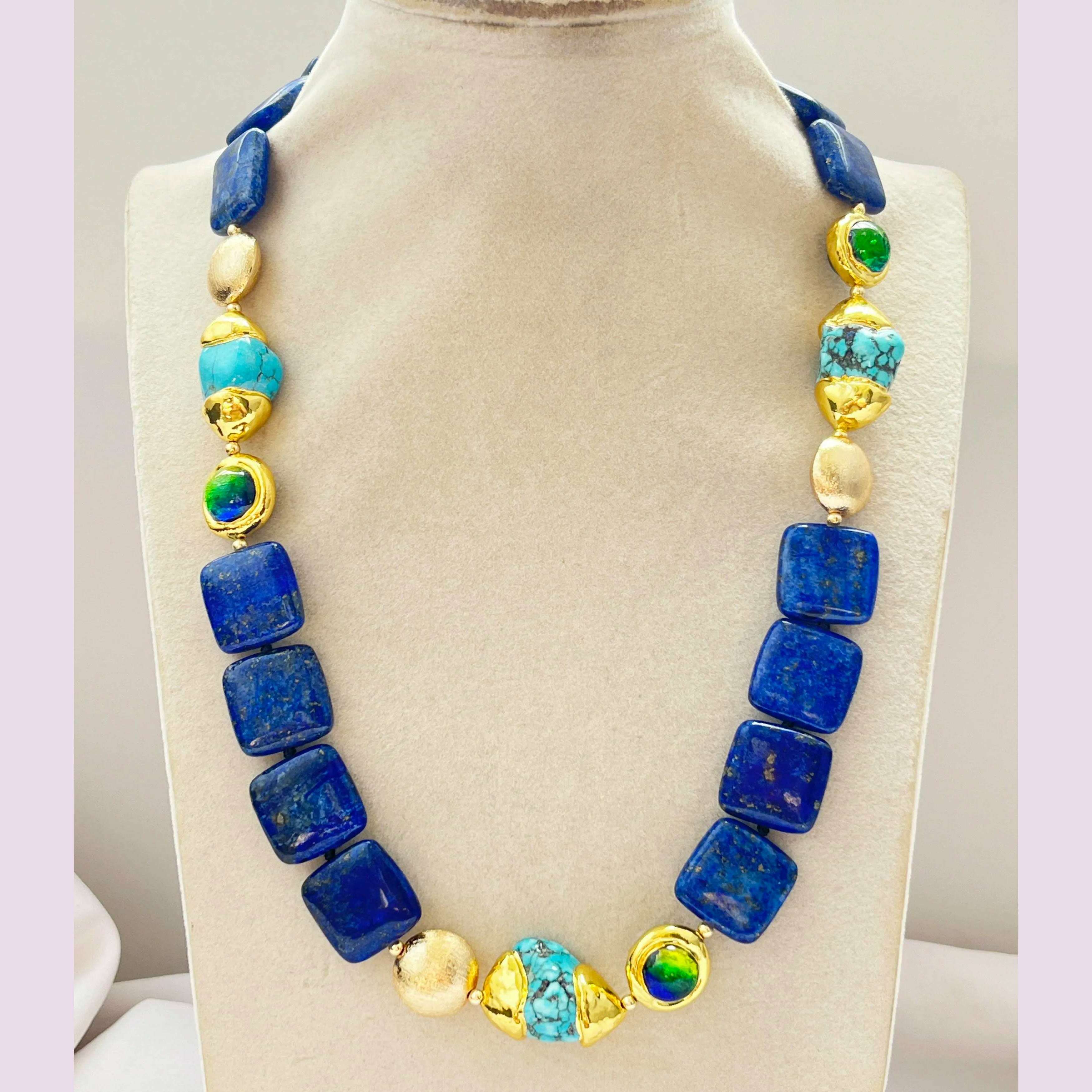 Z13269 Baroque Turquoise Lapis Lazuli Necklace Earring