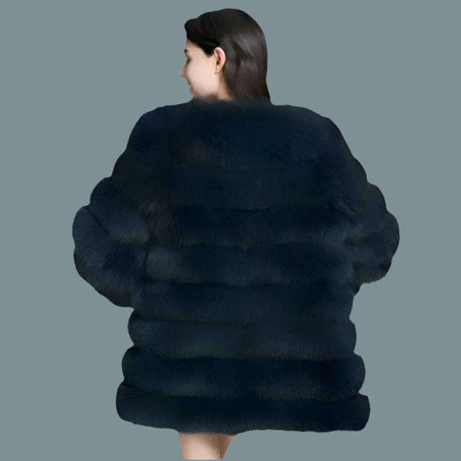 ZIRUNKING Real Blue Fox Fur Coat Women Natural Thick Long Overcoat  Winter Warm High Quality Classic Fashion Clothes ZC1726